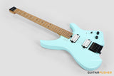 Aguda Musicboy Headless Electric Guitar Alder Body Roasted Maple Fretboard - Baby Blue