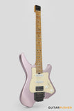 Aguda Musicboy Pro Headless Electric Guitar Alder Body Roasted Maple Fretboard - Burgundy Mist Metallic w/ Ivory Pickguard