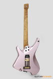 Aguda Musicboy Pro Headless Electric Guitar Alder Body Roasted Maple Fretboard - Burgundy Mist Metallic w/ Ivory Pickguard