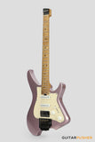 Aguda Musicboy Pro Headless Electric Guitar Alder Body Roasted Maple Fretboard - Burgundy Mist Metallic w/ Ivory Pickguard