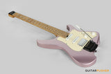 Aguda Musicboy Pro Headless Electric Guitar Alder Body Roasted Maple Fretboard - Burgundy Mist Metallic w/ Ivory Pickguard