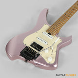 Aguda Musicboy Pro Headless Electric Guitar Alder Body Roasted Maple Fretboard - Burgundy Mist Metallic w/ Ivory Pickguard