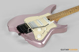 Aguda Musicboy Pro Headless Electric Guitar Alder Body Roasted Maple Fretboard - Burgundy Mist Metallic w/ Ivory Pickguard