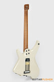 Aguda Musicboy Pro Headless Electric Guitar Alder Body Roasted Maple Fretboard - Olympic White w/ Pearloid Pickguard