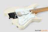 Aguda Musicboy Pro Headless Electric Guitar Alder Body Roasted Maple Fretboard - Olympic White w/ Pearloid Pickguard