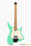 Aguda Musicboy Pro Headless Electric Guitar Alder Body Roasted Maple Fretboard - Surf Green w/ Cream Pickguard