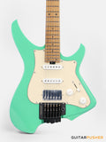 Aguda Musicboy Pro Headless Electric Guitar Alder Body Roasted Maple Fretboard - Surf Green w/ Cream Pickguard