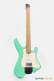 Aguda Musicboy Pro Headless Electric Guitar Alder Body Roasted Maple Fretboard - Surf Green w/ Cream Pickguard