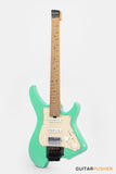 Aguda Musicboy Pro Headless Electric Guitar Alder Body Roasted Maple Fretboard - Surf Green w/ Cream Pickguard