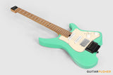 Aguda Musicboy Pro Headless Electric Guitar Alder Body Roasted Maple Fretboard - Surf Green w/ Cream Pickguard