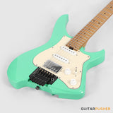 Aguda Musicboy Pro Headless Electric Guitar Alder Body Roasted Maple Fretboard - Surf Green w/ Cream Pickguard