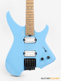 Aguda Musicboy Headless Electric Guitar Alder Body Roasted Maple Fretboard - Sonic Blue