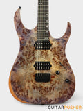 Aquarius Guitars Model B (Prototype) HH Alder Body Spalted Maple Burl Top, Ebony Fretboard Electric Guitar - Poison Mist