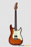 Crafter Guitars Charlotte S VVS RS TS, S-Style HSS Electric Guitar, Roasted Maple Neck/Rosewood Fingerboard, w/ Gig Bag - Tobacco Sunburst