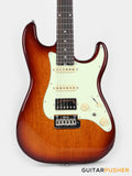 Crafter Guitars Charlotte S VVS RS TS, S-Style HSS Electric Guitar, Roasted Maple Neck/Rosewood Fingerboard, w/ Gig Bag - Tobacco Sunburst