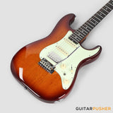 Crafter Guitars Charlotte S VVS RS TS, S-Style HSS Electric Guitar, Roasted Maple Neck/Rosewood Fingerboard, w/ Gig Bag - Tobacco Sunburst