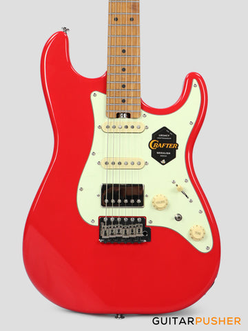 Crafter Guitars Modern Sera S VVS MP VR, S-Style Electric Guitar, Roasted Maple Neck/Roasted Maple Fingerboard, w/ Gig Bag - Vintage Red
