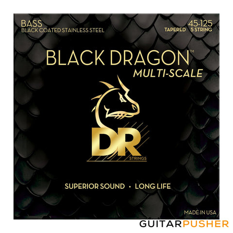 DR DBSMB5-45 Black Dragon 5-String Stainless Steel Medium Multi-Scale Bass Strings 45-125 (45 65 85 105 125)