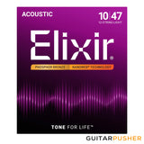 Elixir Acoustic Phosphor Bronze Acoustic Guitar Strings with Nanoweb Coating - 12-String Light (10/10 14/14 23/9 30/12 39/18 47/27)