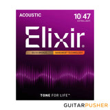 Elixir Acoustic 80/20 Bronze Standard Gauge Acoustic Guitar Strings with NANOWEB Coating