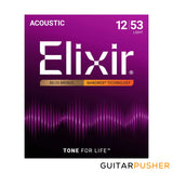 Elixir Acoustic 80/20 Bronze Standard Gauge Acoustic Guitar Strings with NANOWEB Coating