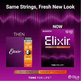 Elixir Acoustic 80/20 Bronze Standard Gauge Acoustic Guitar Strings with NANOWEB Coating