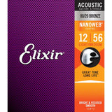 Elixir Acoustic 80/20 Bronze Standard Gauge Acoustic Guitar Strings with NANOWEB Coating