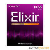 Elixir Acoustic 80/20 Bronze Standard Gauge Acoustic Guitar Strings with NANOWEB Coating