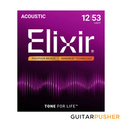 Elixir Acoustic Phosphor Bronze Standard Gauge Acoustic Guitar Strings with NANOWEB Coating