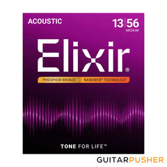 Elixir Acoustic Phosphor Bronze Standard Gauge Acoustic Guitar Strings with NANOWEB Coating