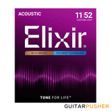 Elixir Acoustic 80/20 Bronze Acoustic Guitar Strings with Polyweb Coating - Custom Light (11 15 22 32 42 52)