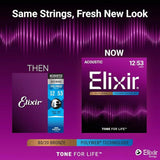 Elixir Acoustic 80/20 Bronze Acoustic Guitar Strings with Polyweb Coating - Light (12 16 24 32 42 53)