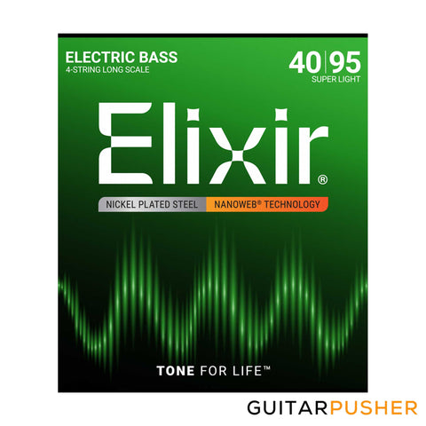 Elixir Electric Bass 4-String Nickel Plated Steel Bass Guitar Strings with NANOWEB Coating