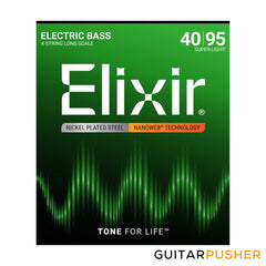 Elixir Electric Bass 4-String Nickel Plated Steel Bass Guitar Strings with NANOWEB Coating