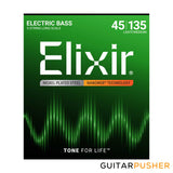 Elixir Electric Bass 5-String Nickel Plated Steel Bass Guitar Strings with NANOWEB Coating