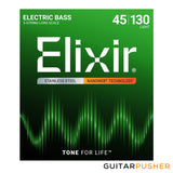 Elixir Electric Bass Stainless Steel Bass Guitar Strings with Nanoweb Coating - 5-String Light, Long Scale (45 65 85 105 130)