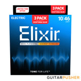 Elixir Electric Nickel Plated Steel Electric Guitar Strings with Nanoweb Coating - Light (10 13 17 26 36 46) 3-Pack