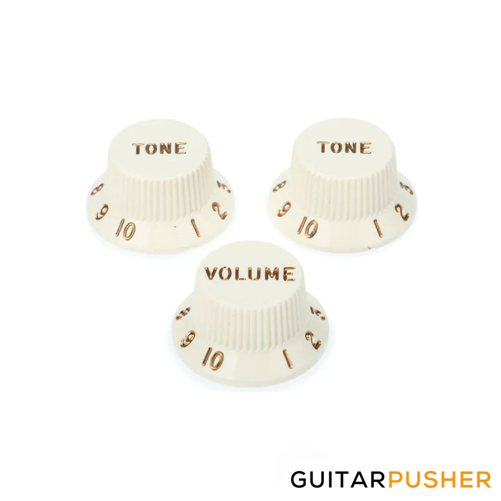 Fender Stratocaster Knob Set 1 Volume, 2 Tone Parchment White 00562 GuitarPusher