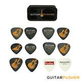 Guitar Pusher DelTex Collectible Guitar Pick Set with Tin Can - 0.71mm 0.88mm 1.0mm 1.2mm 1.5mm Delrin Tortex