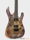 Aquarius Guitars Model B (Prototype) HH Alder Body Spalted Maple Burl Top, Ebony Fretboard Electric Guitar - Poison Mist