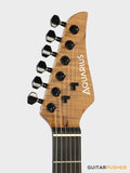 Aquarius Guitars Model B (Prototype) HH Alder Body Spalted Maple Burl Top, Ebony Fretboard Electric Guitar - Poison Mist