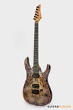Aquarius Guitars Model B (Prototype) HH Alder Body Spalted Maple Burl Top, Ebony Fretboard Electric Guitar - Poison Mist
