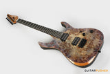 Aquarius Guitars Model B (Prototype) HH Alder Body Spalted Maple Burl Top, Ebony Fretboard Electric Guitar - Poison Mist