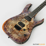 Aquarius Guitars Model B (Prototype) HH Alder Body Spalted Maple Burl Top, Ebony Fretboard Electric Guitar - Poison Mist