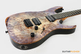 Aquarius Guitars Model B (Prototype) HH Alder Body Spalted Maple Burl Top, Ebony Fretboard Electric Guitar - Poison Mist