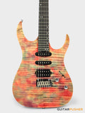 Aquarius Guitars Model F (Prototype) HSS Alder Body Flamed Maple Top, Ebony Fretboard Electric Guitar - Pink Tie Dye