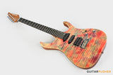 Aquarius Guitars Model F (Prototype) HSS Alder Body Flamed Maple Top, Ebony Fretboard Electric Guitar - Pink Tie Dye