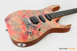 Aquarius Guitars Model F (Prototype) HSS Alder Body Flamed Maple Top, Ebony Fretboard Electric Guitar - Pink Tie Dye
