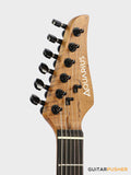 Aquarius Guitars Model B (Prototype) HH Alder Body Spalted Maple Burl Top, Ebony Fretboard Electric Guitar - Chaos Ember