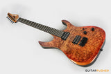Aquarius Guitars Model B (Prototype) HH Alder Body Spalted Maple Burl Top, Ebony Fretboard Electric Guitar - Chaos Ember